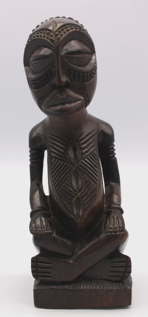 Wooden Hand Carved African Art Sitting Statue