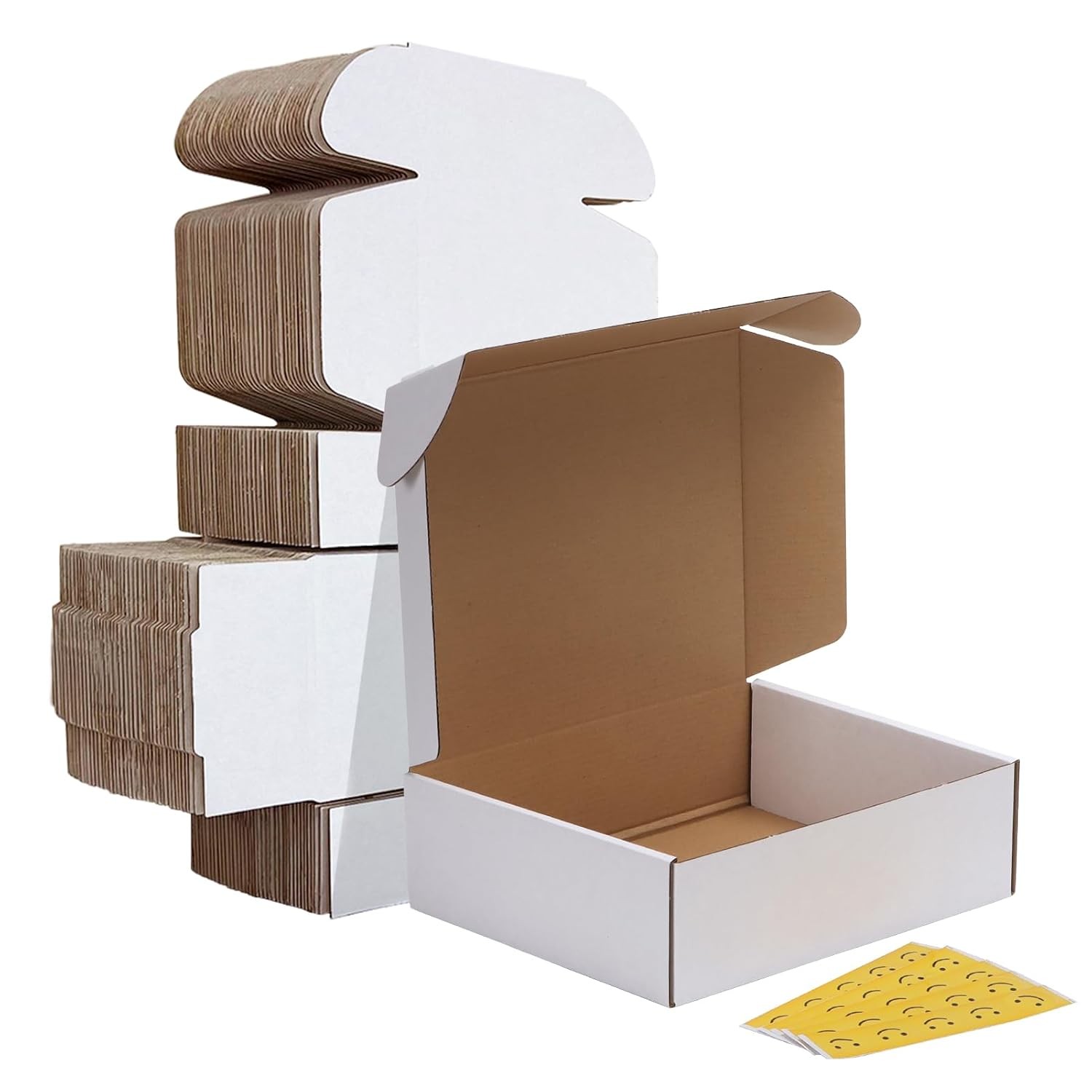 HORLIMER 10x8x3 inches Shipping Boxes Set of 25, White Corrugated Cardboard Box