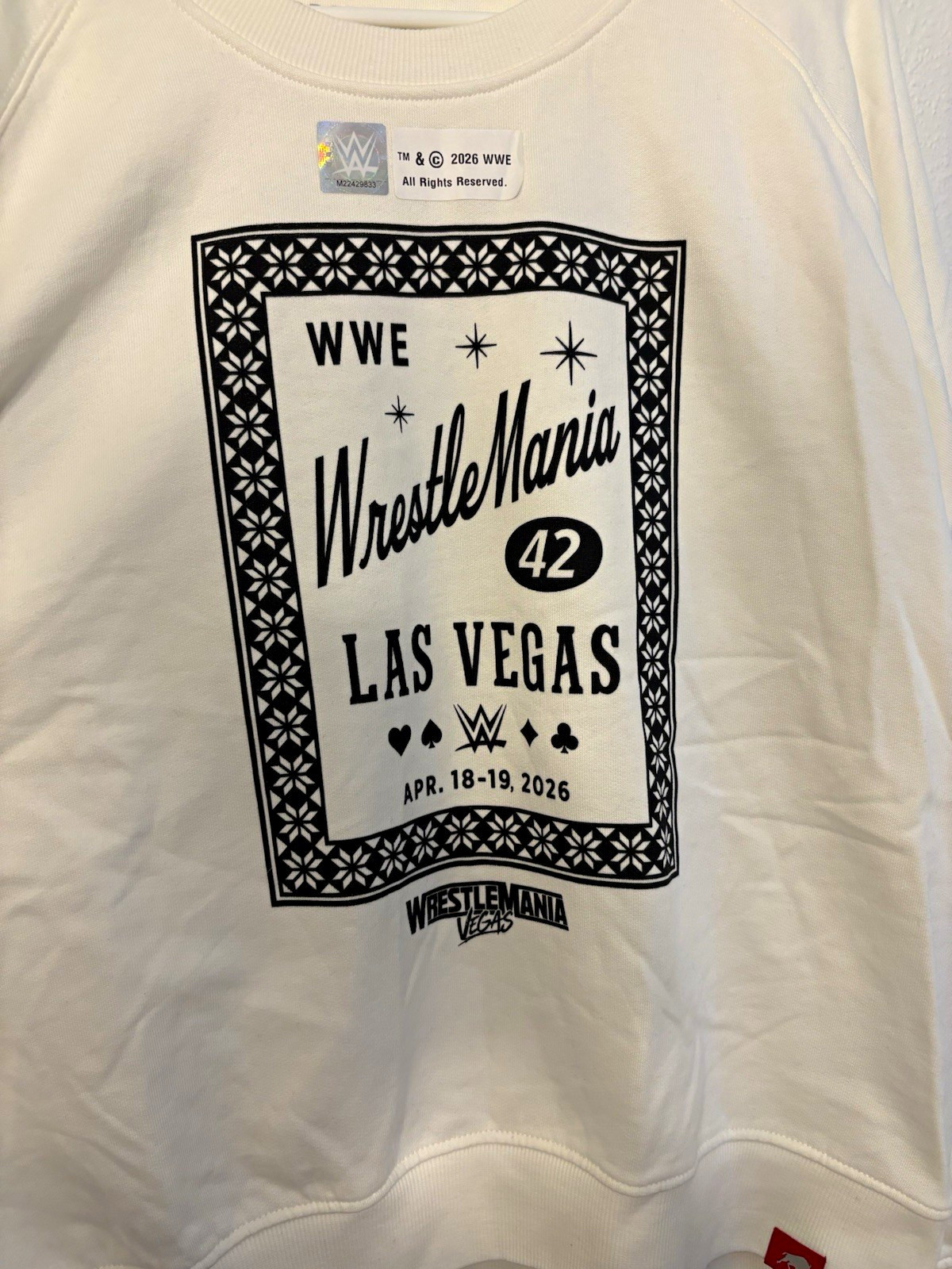 Sportiqe WWE WrestleMania 42 Las Vegas 2026 Crewneck Sweatshirt XL White