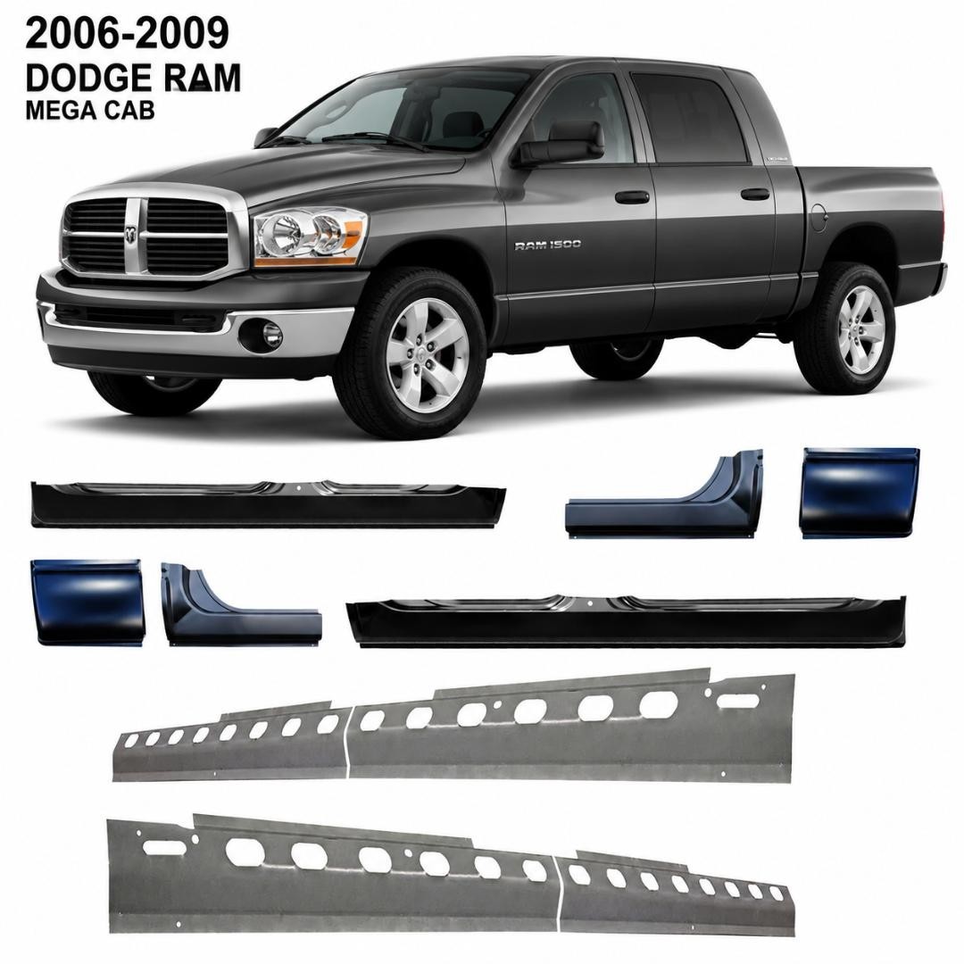 06-09 Dodge Mega Cab Inner Outer Rocker Panels Rocker Extension & Cab Corner Kit