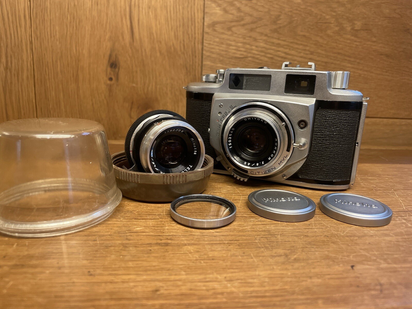 *Super Rare : Almost Mint* Minolta A2 LT A2LT RF Camera 45mm F/2.8 & 100mm F/4.8