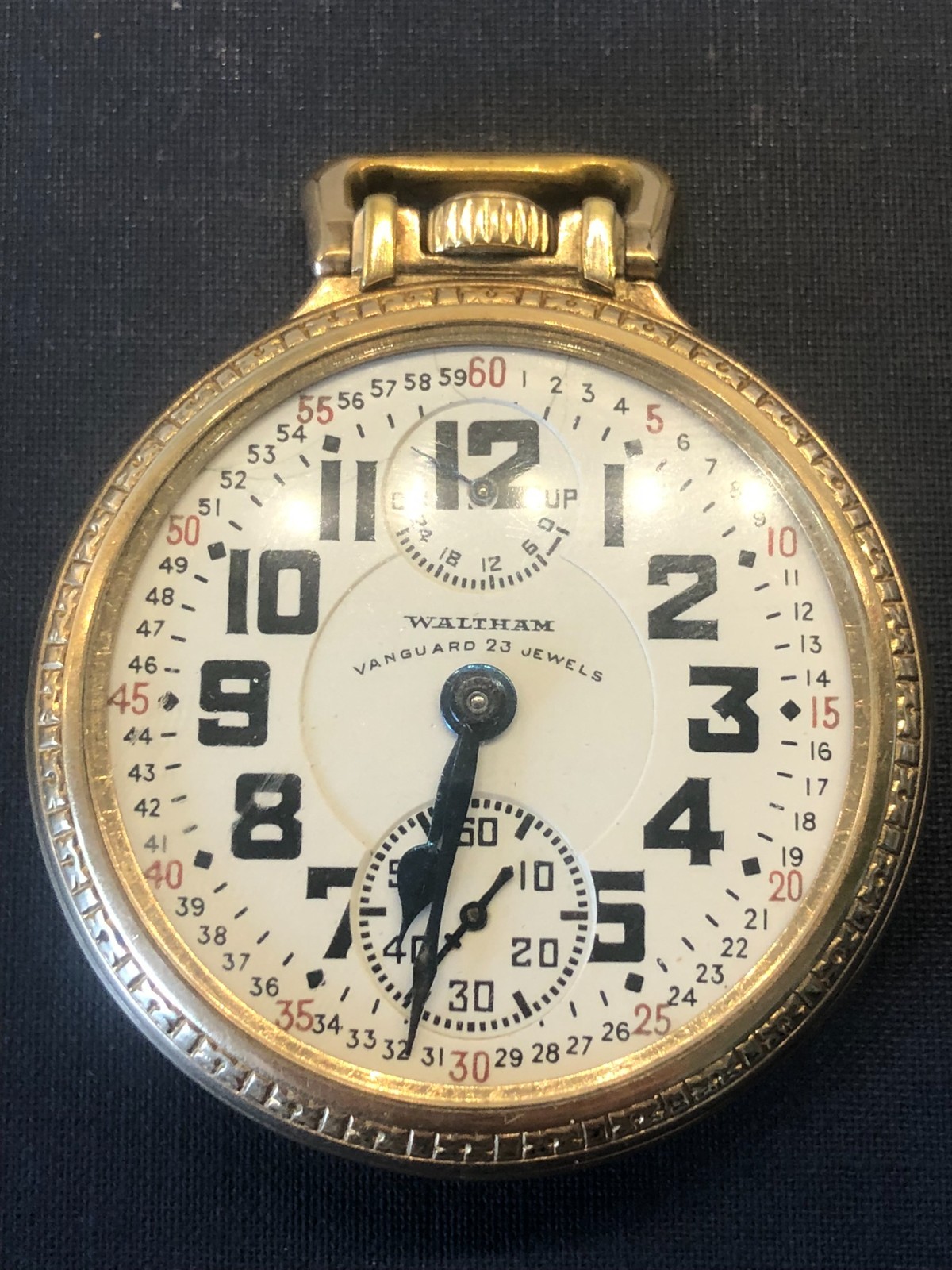 Waltham Pocket Watch 23 Jewel Vanguard Railroad Model Rare UpDown Wind Indicator