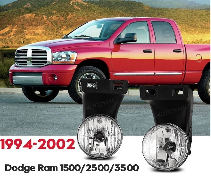 Pair Fit For 94 - 01 Dodge Ram Clear Fog Lights Driving Bumper Replacement Lamps Pair Fit For 94 - 01 Dodge Ram Clear Fog Lights Driving Bumper Replacement Lamps