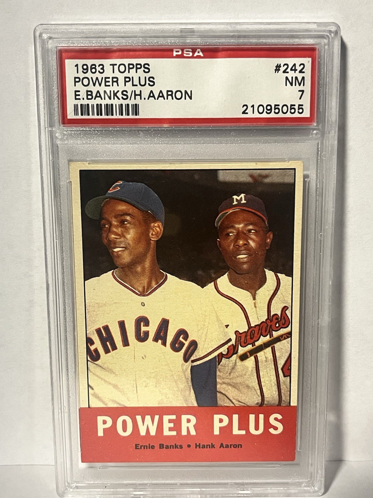 Topps 1963 Topps Power Plus #242 Ernie Banks Hank Aaron PSA 7 Graded