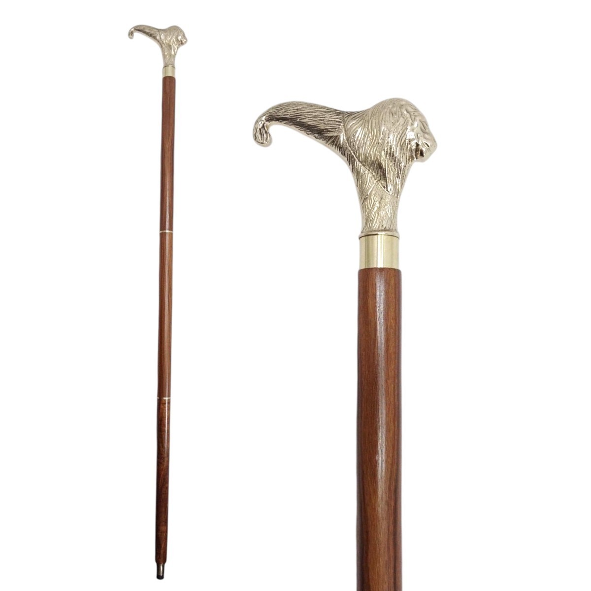 Vintage Style Lion Head Handle Antique Foldable Walking Stick Cane Designer Gift