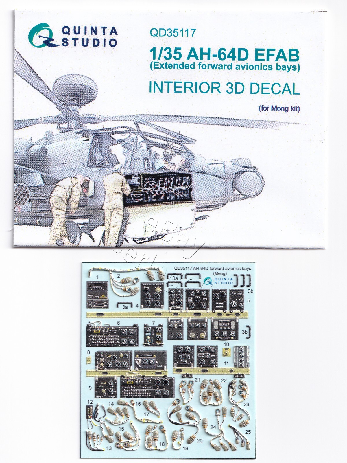 QD35117 Quinta Studio 1:35 AH-64D EFAB 3D Decal for Meng kit