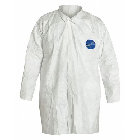 Dupont Ty210swh3x003000 Tyvek 400 Disposable Lab Coat, Tyvek(R) 400, Snaps Dupont Ty210swh3x003000 Tyvek 400 Disposable Lab Coat, Tyvek(R) 400, Snaps
