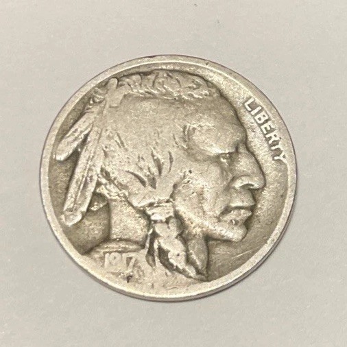 1917-D Buffalo Nickel VG , Tougher Date Partial Horn Rev Scr. 