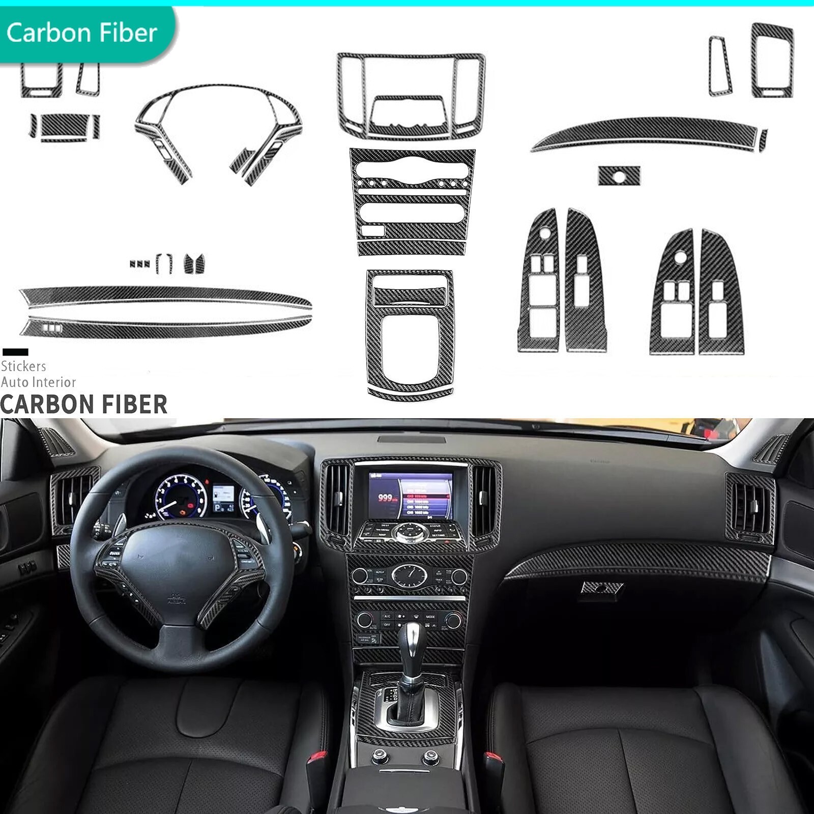 42Pcs Infiniti G37 2-door coupe full carbon fibre interior kit 2010-2013
