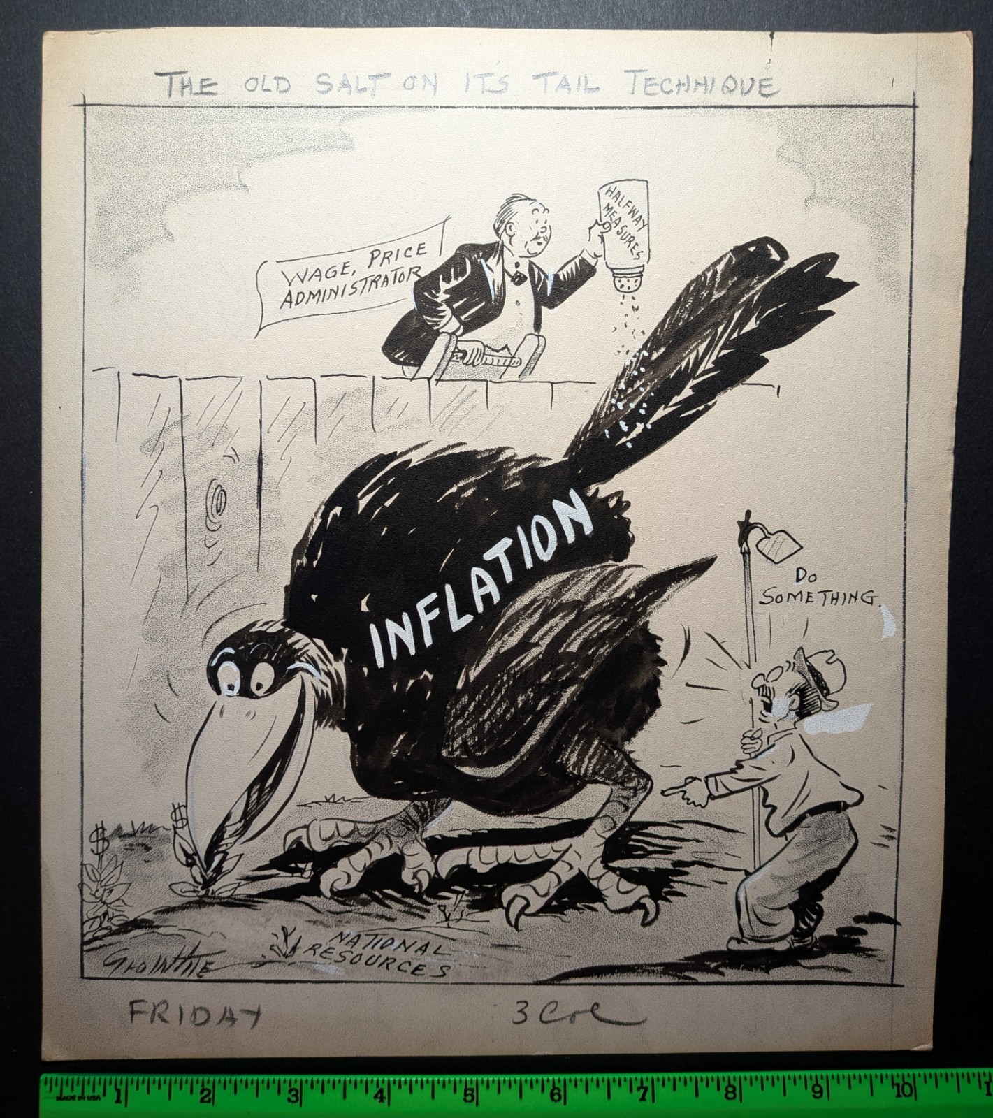 Vintage 1940/50s Inflation Crow Original Political Art Vintage 1940/50s Inflation Crow Original Political Art