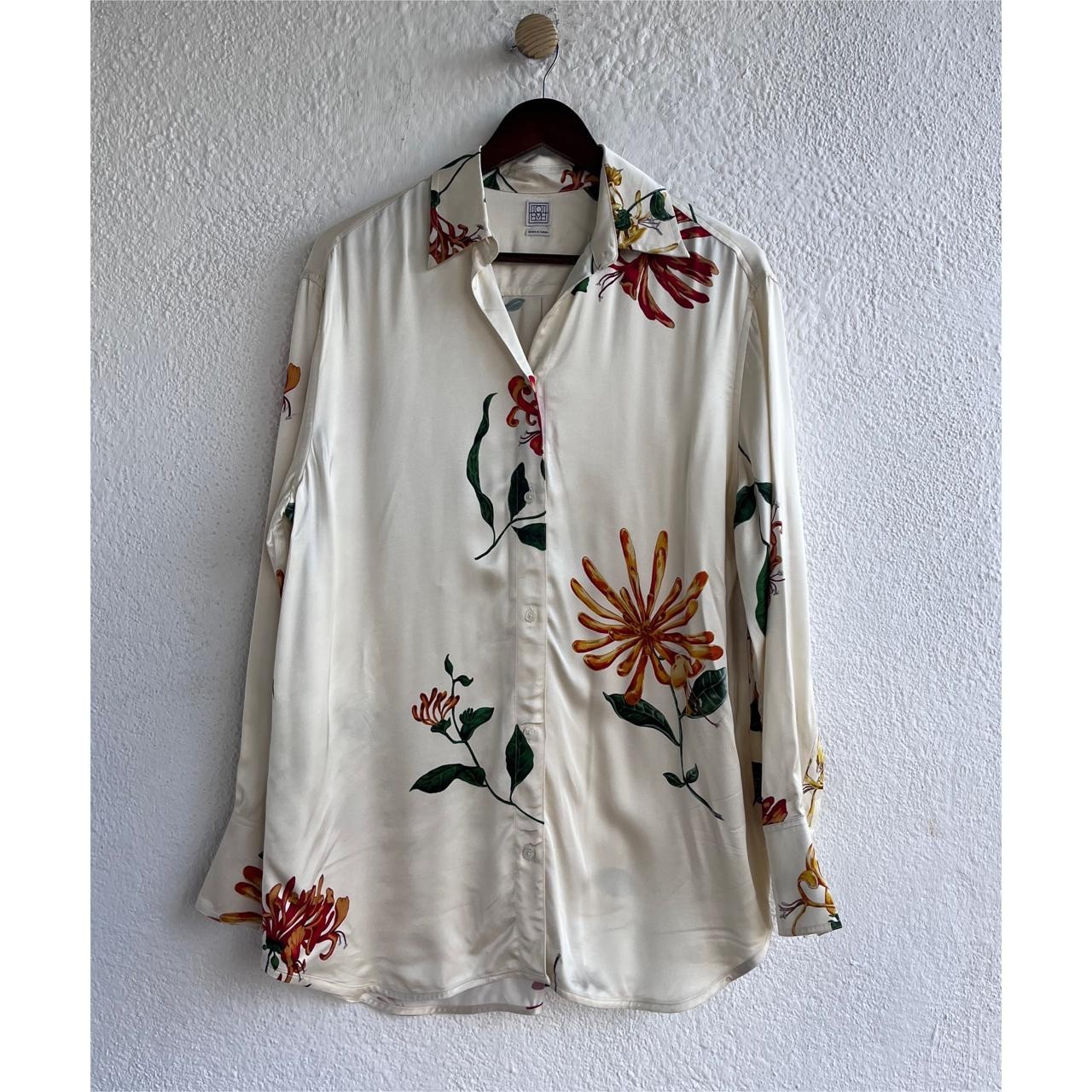 TOTEME Honeysuckle Floral Satin Shirt Blouse Womens Size EU 32 US XS/S Luxury