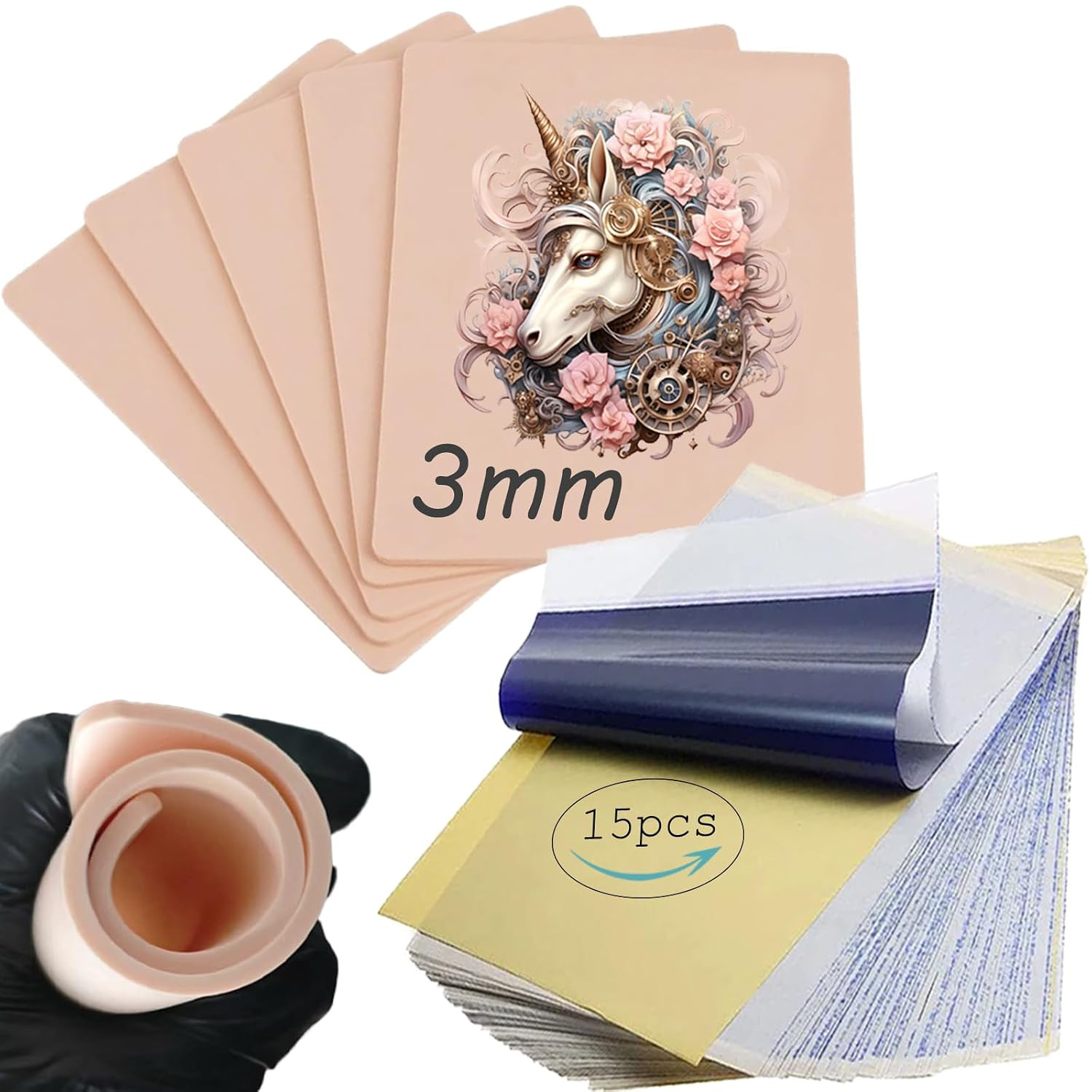 20Pcs Tattoo Practice Skin Kit - 5Pcs Thick 3Mm Fake Skin & 15Pcs A4 20Pcs Tattoo Practice Skin Kit - 5Pcs Thick 3Mm Fake Skin & 15Pcs A4