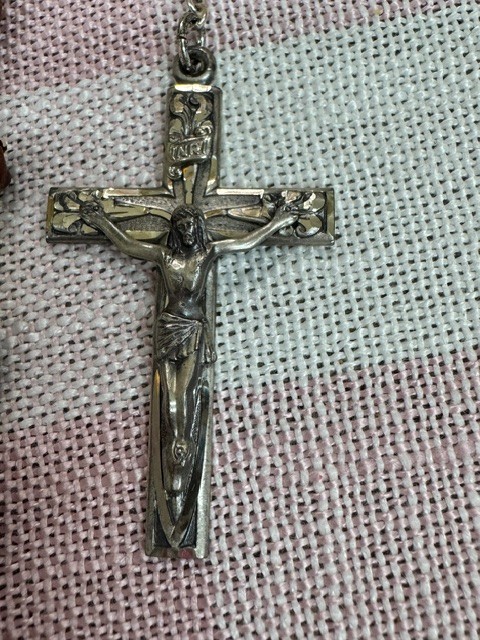 Hayward Sterling Silver Rosary – Genuine Rosewood Beads – NOS New in Box w/ Tags
