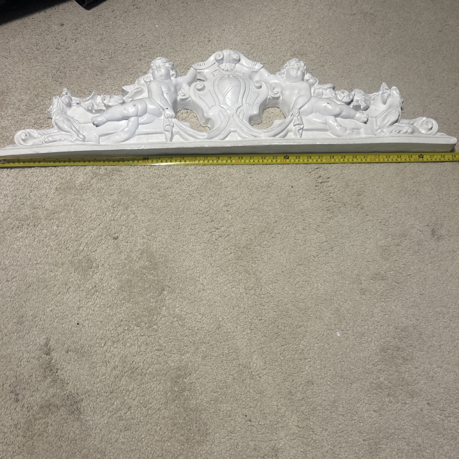 vintage wall pediment French Rococo architectural pediment cherub angel 39 In vintage wall pediment French Rococo architectural pediment cherub angel 39 In