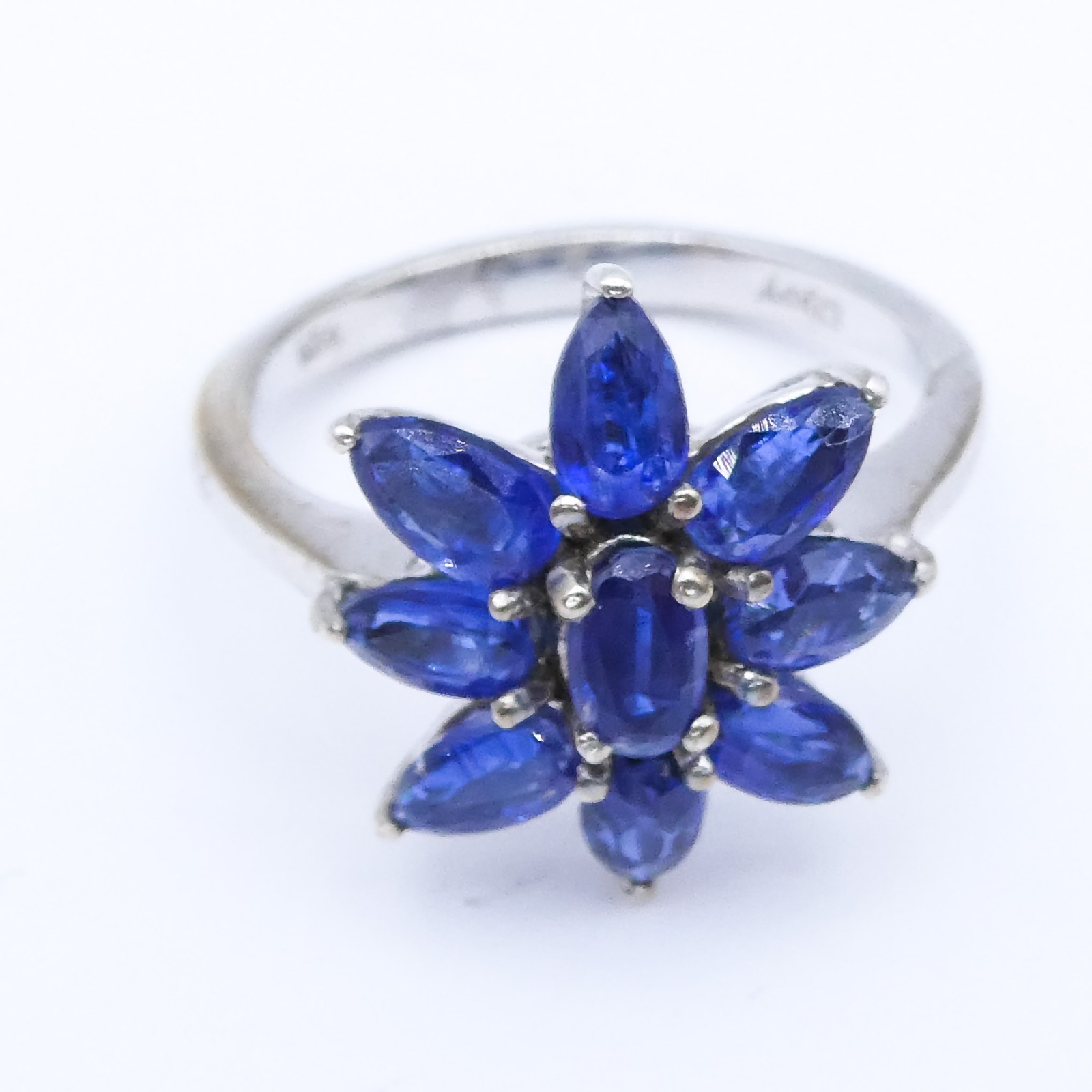 New Djoy Cashmere Kyanite Sterling Silver Blue 2.5 ctw Flower sz 7 Ring
