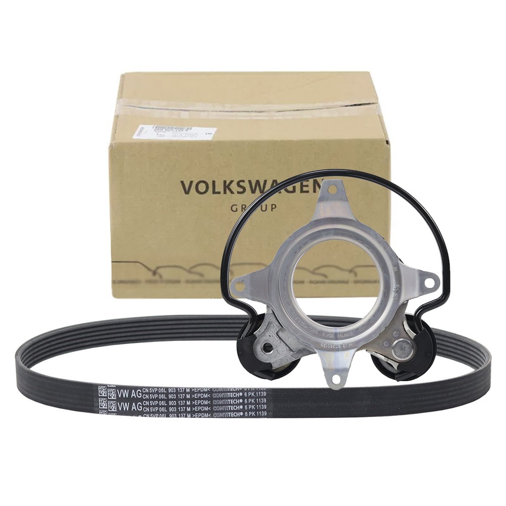 Genuine 06N903133A Belt Tensioner + 06L903137 Serpentine Belt For Audi VW 2.0T