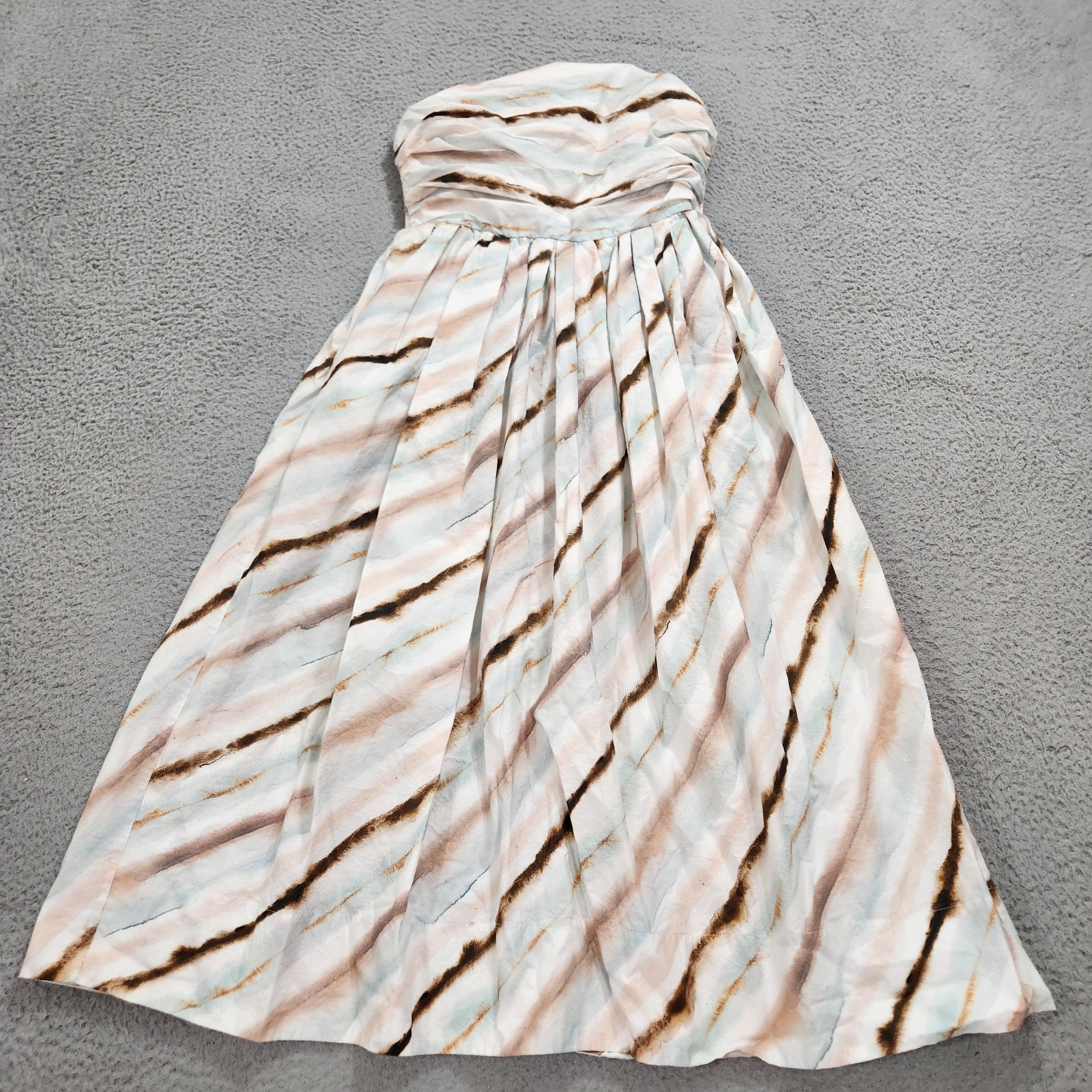ALC Dress Womens 10 Mint Multi Tara Tie Dye Stripe Strapless Midi Watercolor