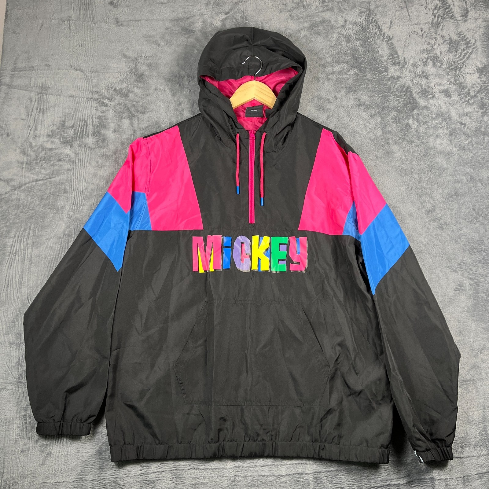 VTG Disney Windbreaker Jacket Unisex XL Multi Mickey Mouse Hooded Quarter Zip VTG Disney Windbreaker Jacket Unisex XL Multi Mickey Mouse Hooded Quarter Zip