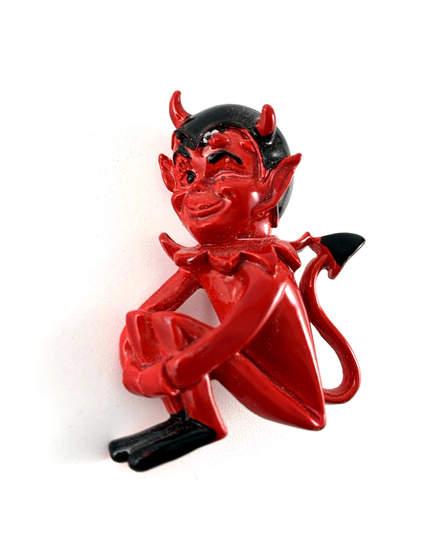Winking Devil Pin | Red & Black | 1 5/8