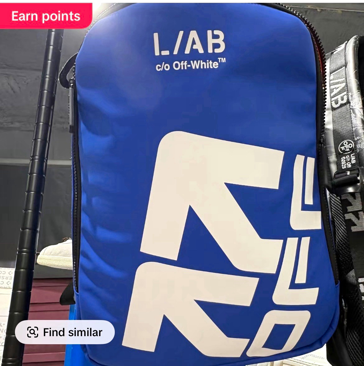 Off-White Blue Logo Backpack Zip Closure Adjustable Strap Men’s Travel Off-White Blue Logo Backpack Zip Closure Adjustable Strap Men’s Travel
