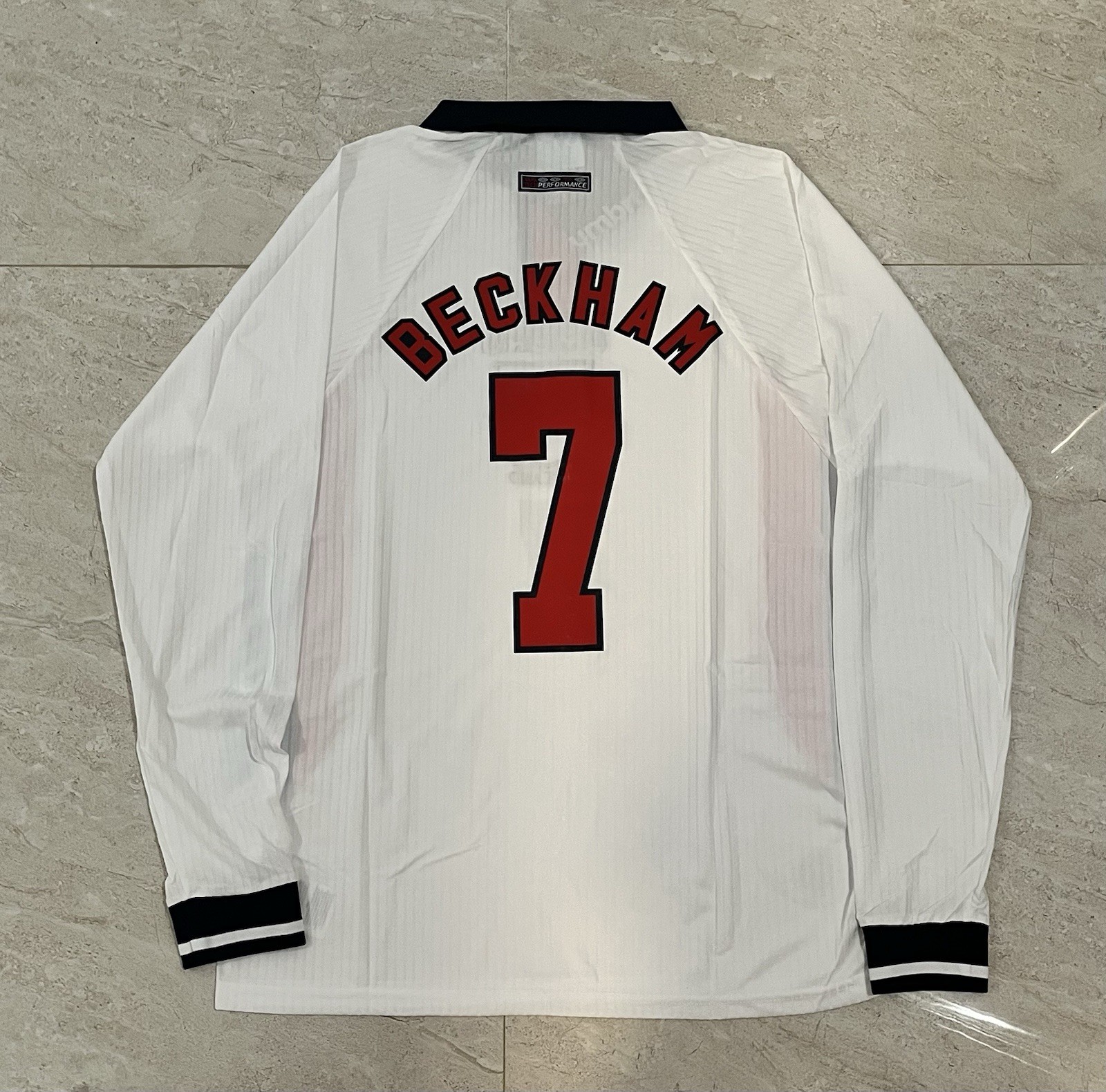 England 1998/1999 White Long Sleeve Home jersey - Beckham #7 ALL SIZES