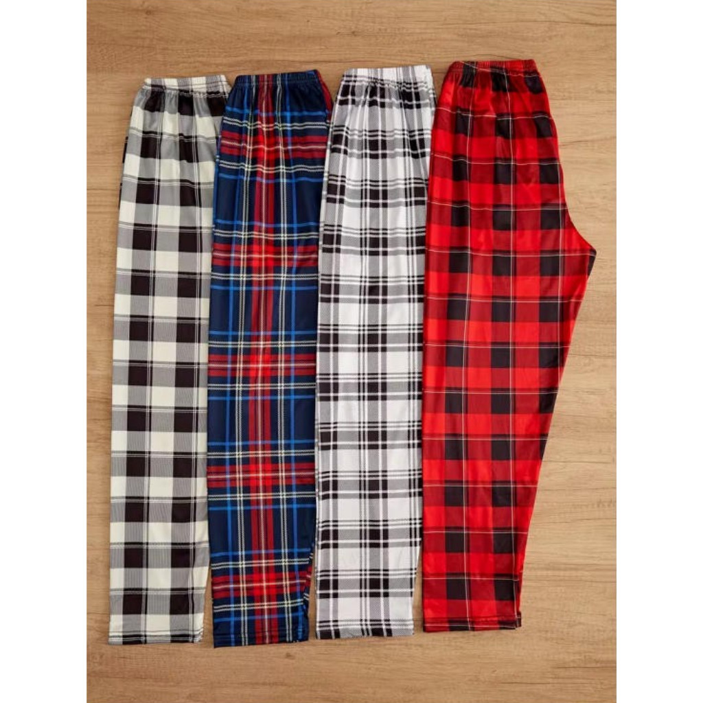 4 Pack Checkered Pajama Pants Soft Casual Loungewear Bottoms Home Wear S‑2XL