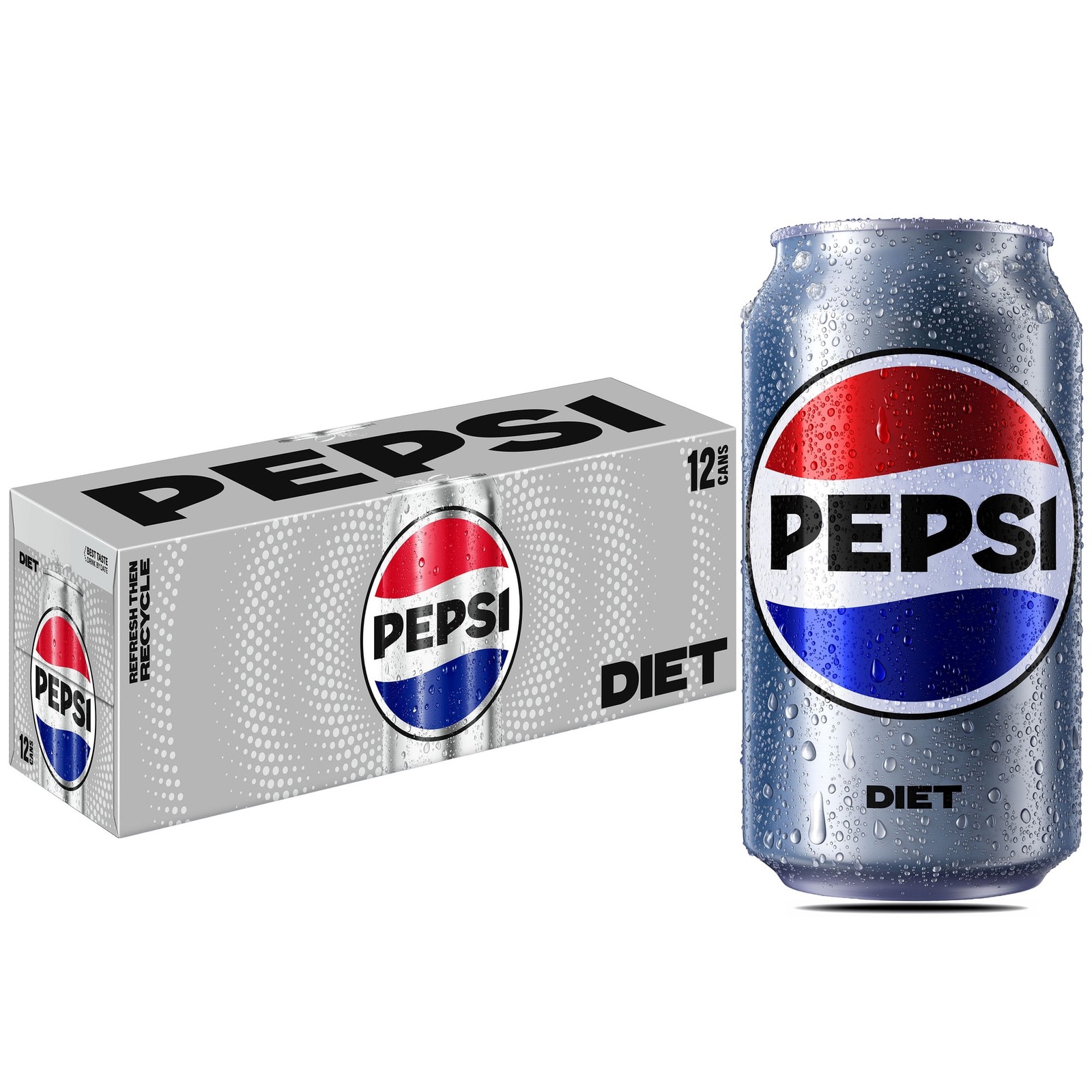 Diet Pepsi Cola Soda Pop 12 fl oz 12 Pack Cans 
