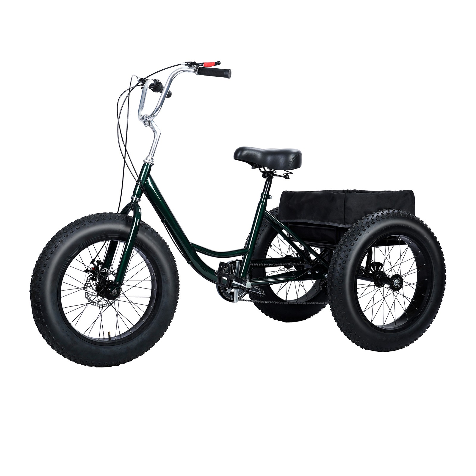 7 Speed Fat Tire Tricycle 20in 450lbs Dual Disc Brake for Adult 67.7in