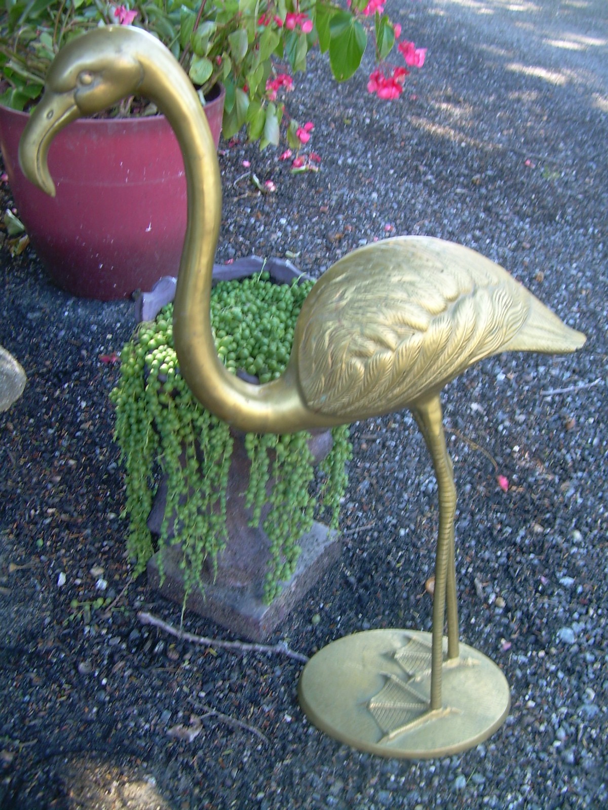 VTG MCM  Brass Flamingo 29” Figurine Sculpture Statue