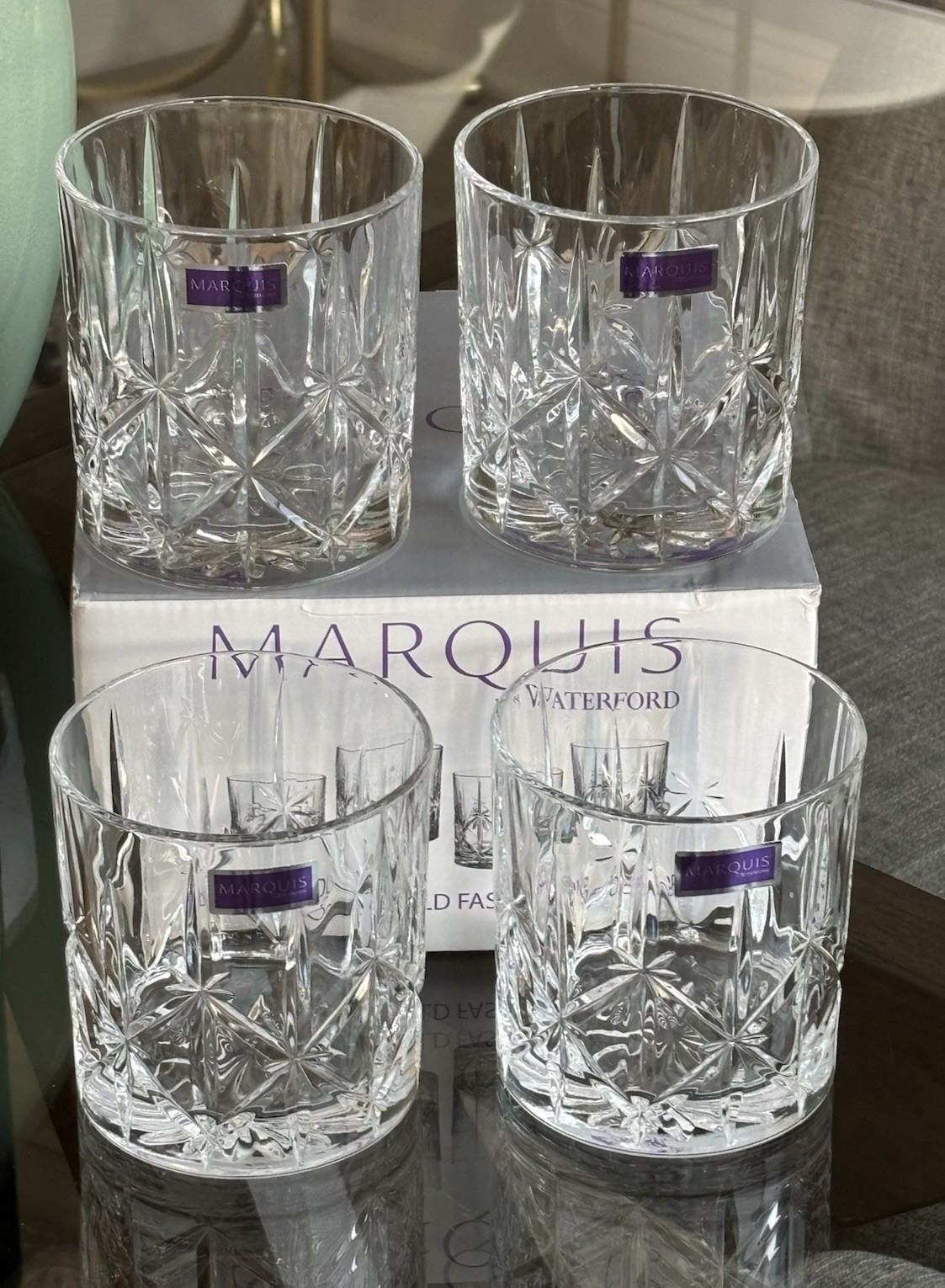Set of 4 Marquis by Waterford Crystal Sparkle DOF Glasses Tumblers NIB