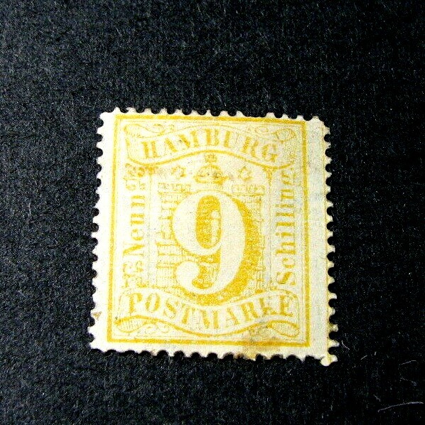 Germany-Hamburg Stamp Scott# 21 Value Numeral on Arms 1864-65 Used Faded H124