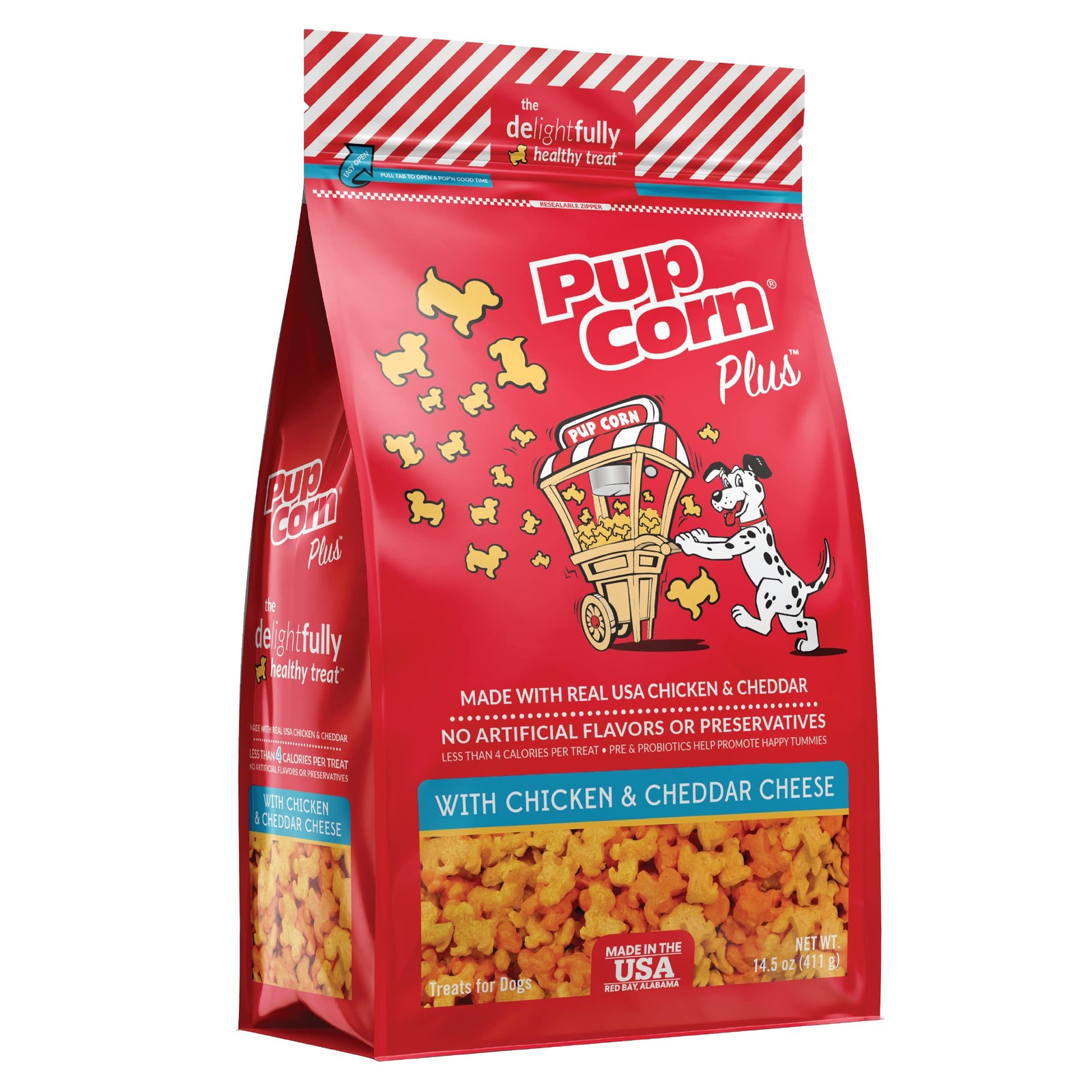 Pup Corn Plus Puffed Dog Treats Chicken & Cheddar Cheese