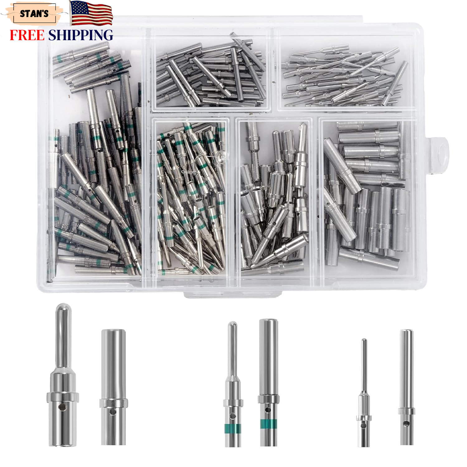 200PCS Solid Pin Connector Kit for Deutsch Connectors - Closed Barrel Contacts