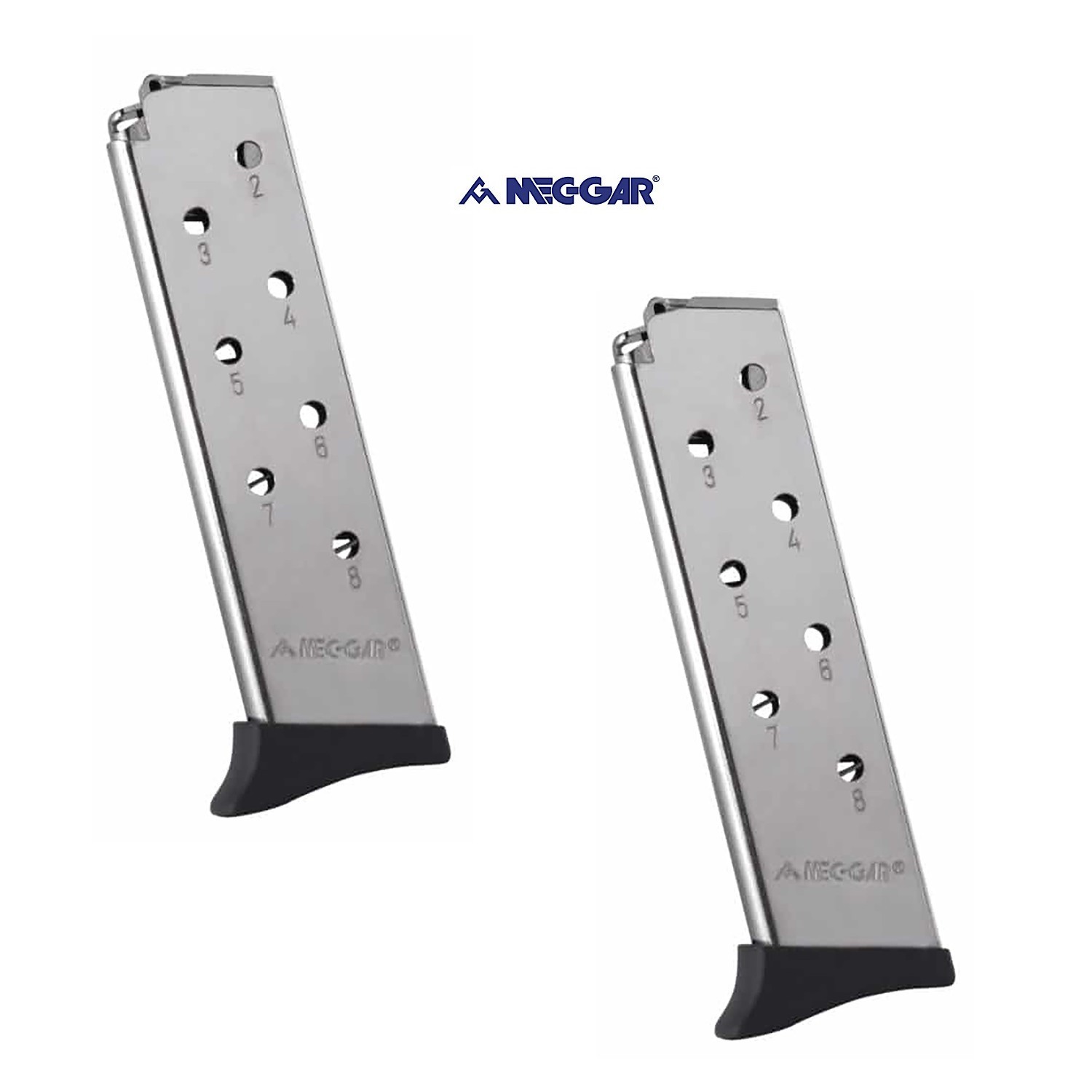 LOT (2) Mec-Gar Bersa Thunder .380 ACP 8rd Pistol Magazine, Nickel - MGBT3808N
