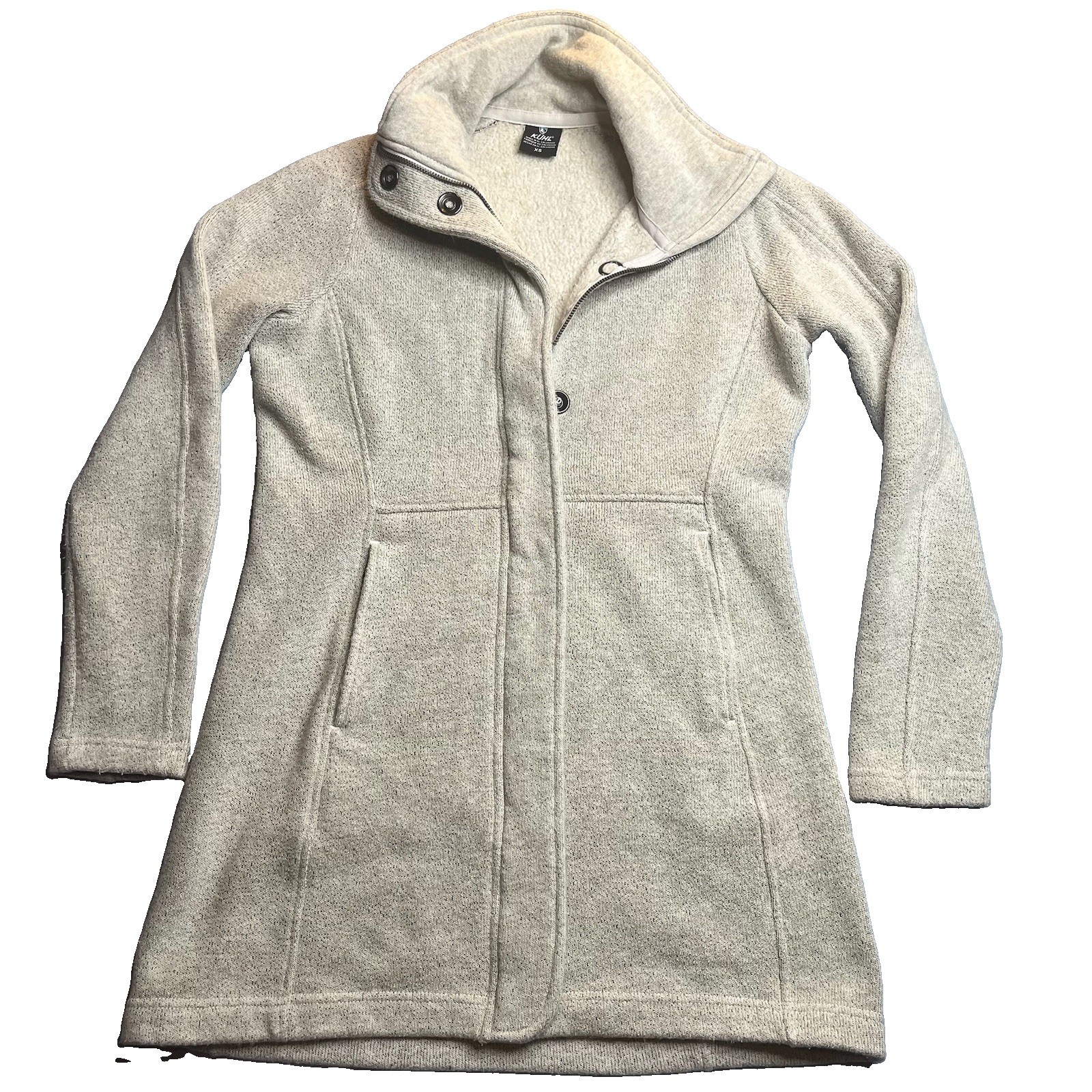 Kuhl Savina Alfpaca Long Fleece Sweater Jacket Womens XS Oatmeal Coat
