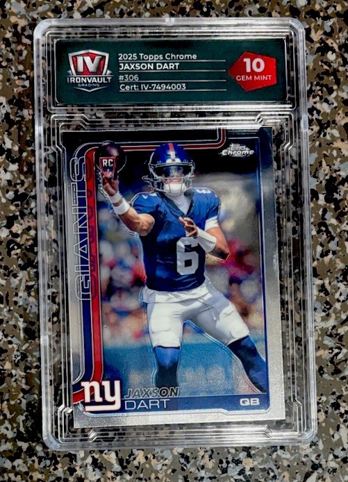 2025 Jaxson Dart Topps Chrome #306 Graded 10 Gem Mint Rookie NYGiants RC