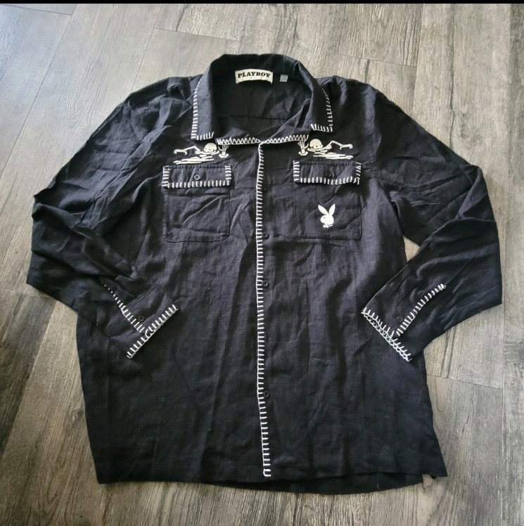 Playboy + PacSun Embroidered Stitch Long Sleeve Shirt