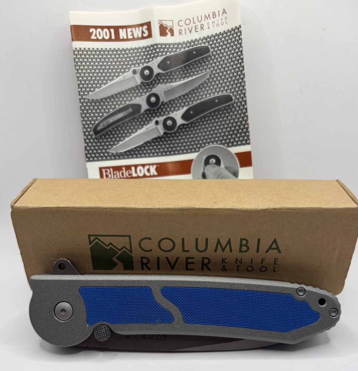 CRKT M18-04B Kit Carson Blue G10 AUS-8 Folding Knife 2001 NOS Discontinued