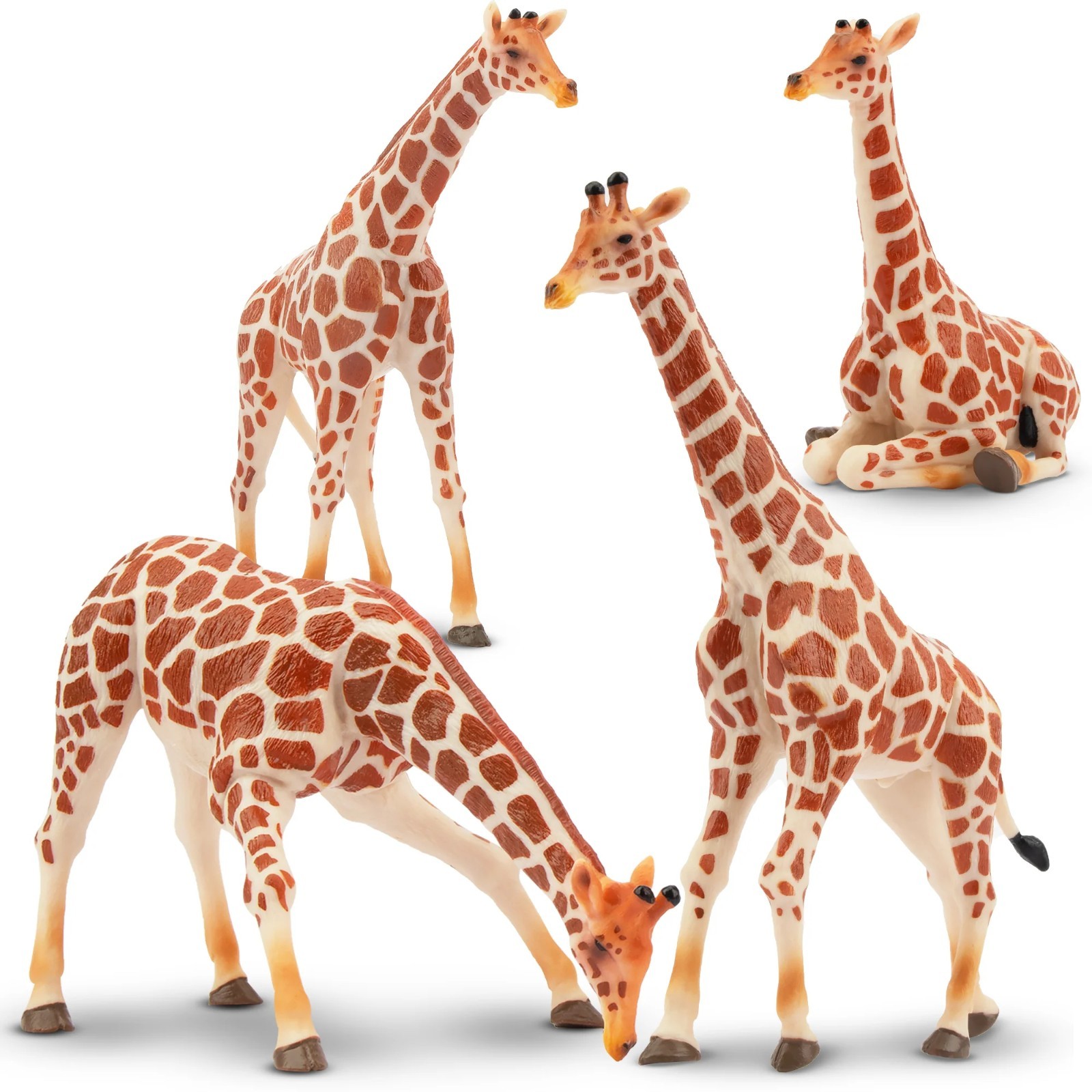 Toymany 4pcs Giraffe Animal Figurine Realistic Collectible Hand-painted  Toy Set