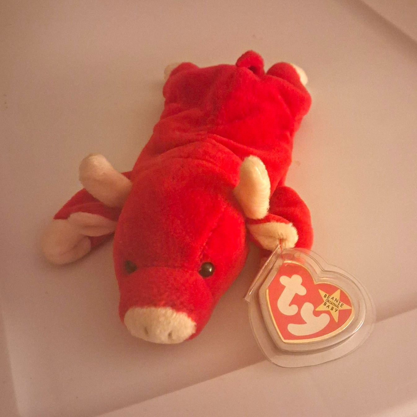 2 Ty Beanie Babies Snort the Bull Red 1 Big 1 Small Plush Vintage 1998