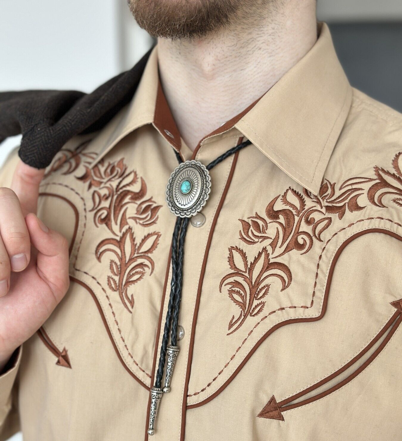 Totem Turquoise Mens Bolo Tie Bridegroom Wedding Necklace Western Cowboy Necktie