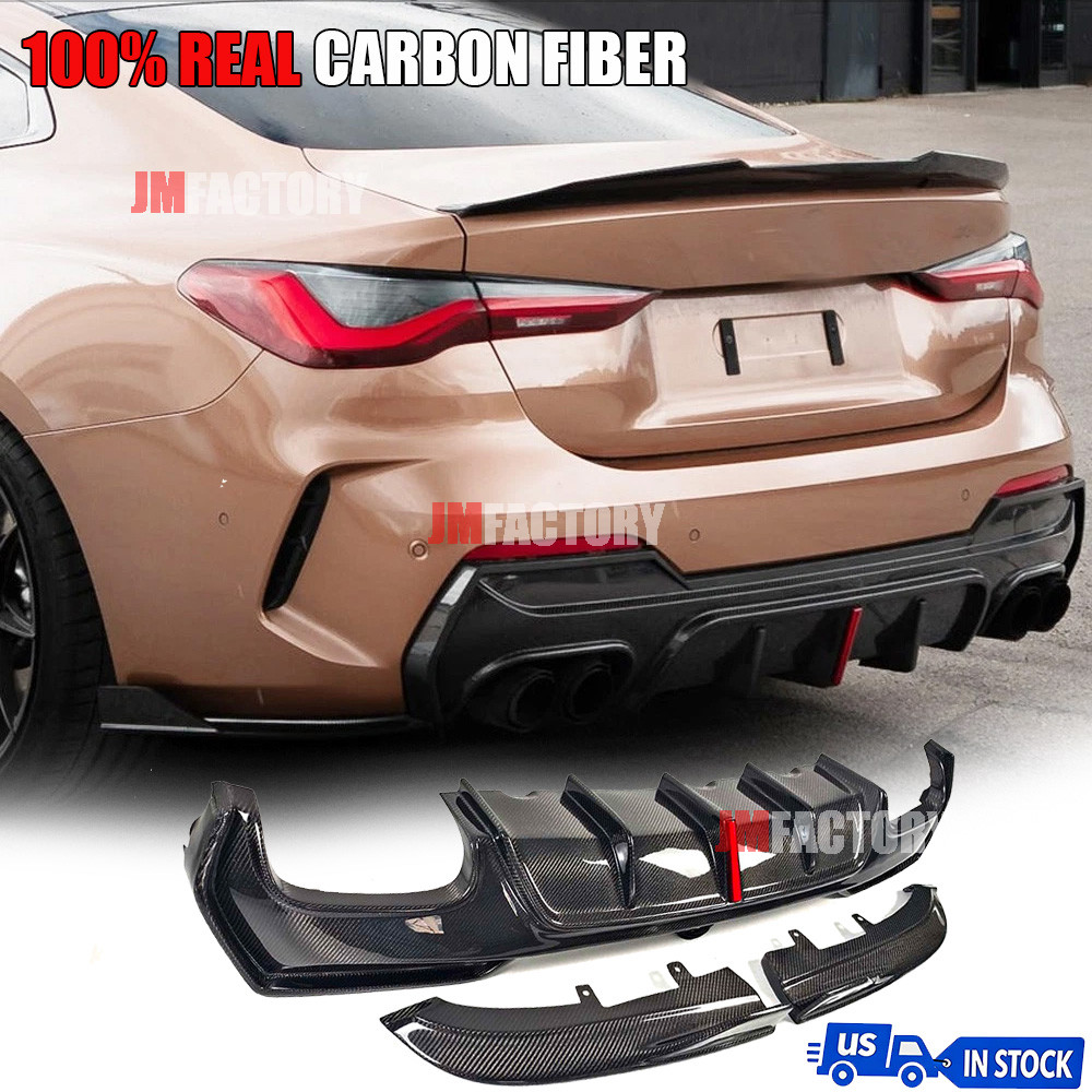 Carbon Fiber Rear Bumper Diffuser Lip+ Corner Fit BMW 4 Series G22 G23 M440i 21+