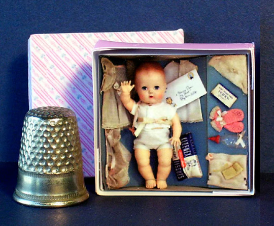 Dollhouse Miniature 1:12  Tiny Tears Layette Doll Box  1950s dollhouse girl