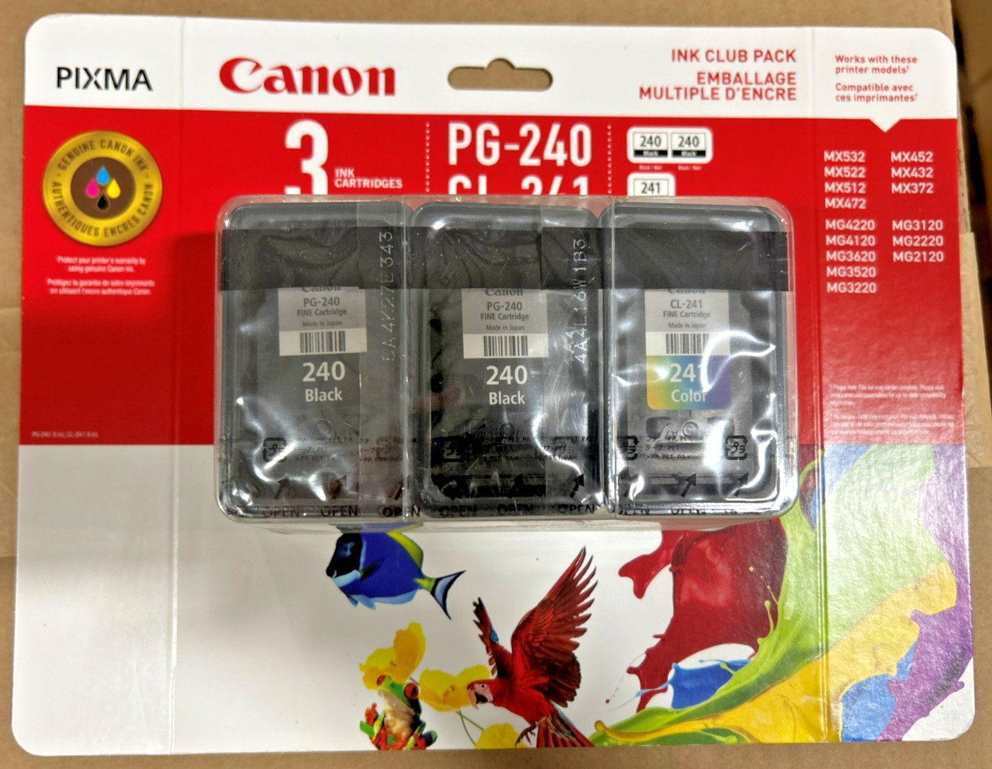 Genuine Canon 5207B005 Combo pack (2 PG-240 BK + 1 CL-241 Tri-color ink)