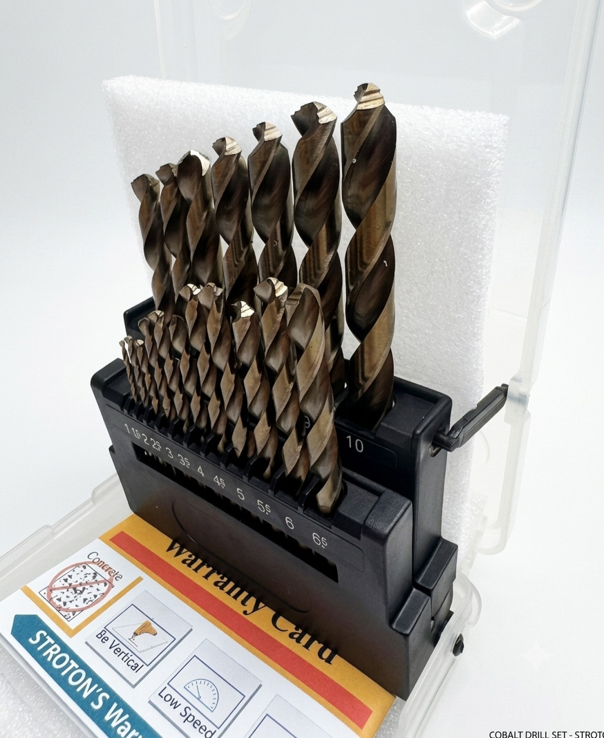 Metric M42 8% Cobalt Drill Bit Set STROTON 19 Pcs 1-10mm Metal Drilling