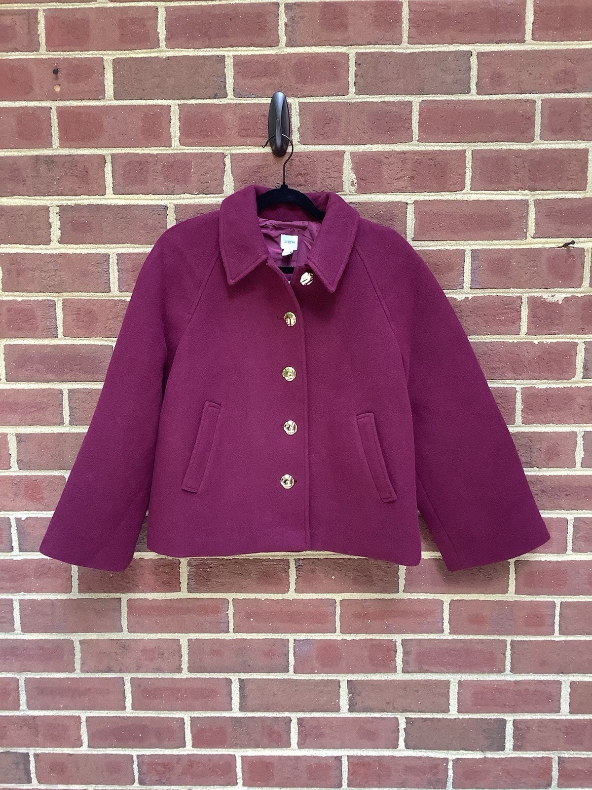 NWT J. Crew $298 Sold Out Cropped wool-blend swing coat Vintage Burgundy XS