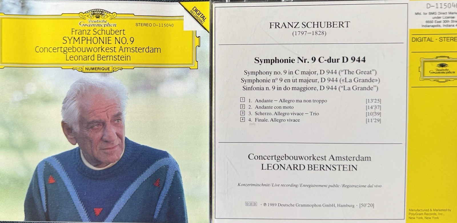 Schubert—Symphony 9 (Leonard Bernstein, Concertgebouw). CD