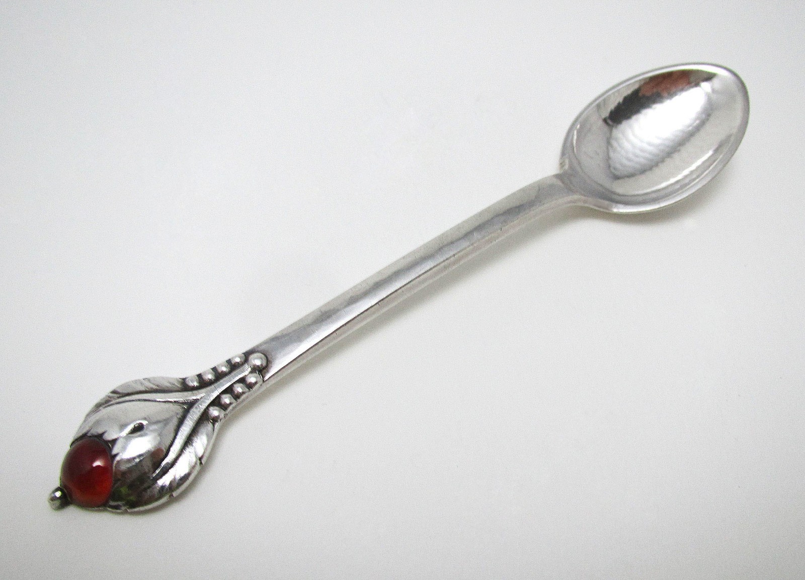 Evald Nielsen 925 Sterling Silver Spoon Carnelian No 3 Danish Arts and Crafts