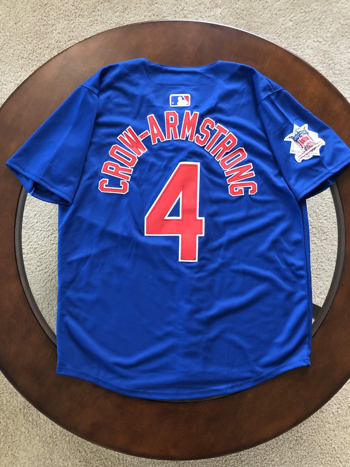 sNWT Pete Crow-Armstrong Cubs Men's Medium Dark Blue Home Jersey Stitched #4