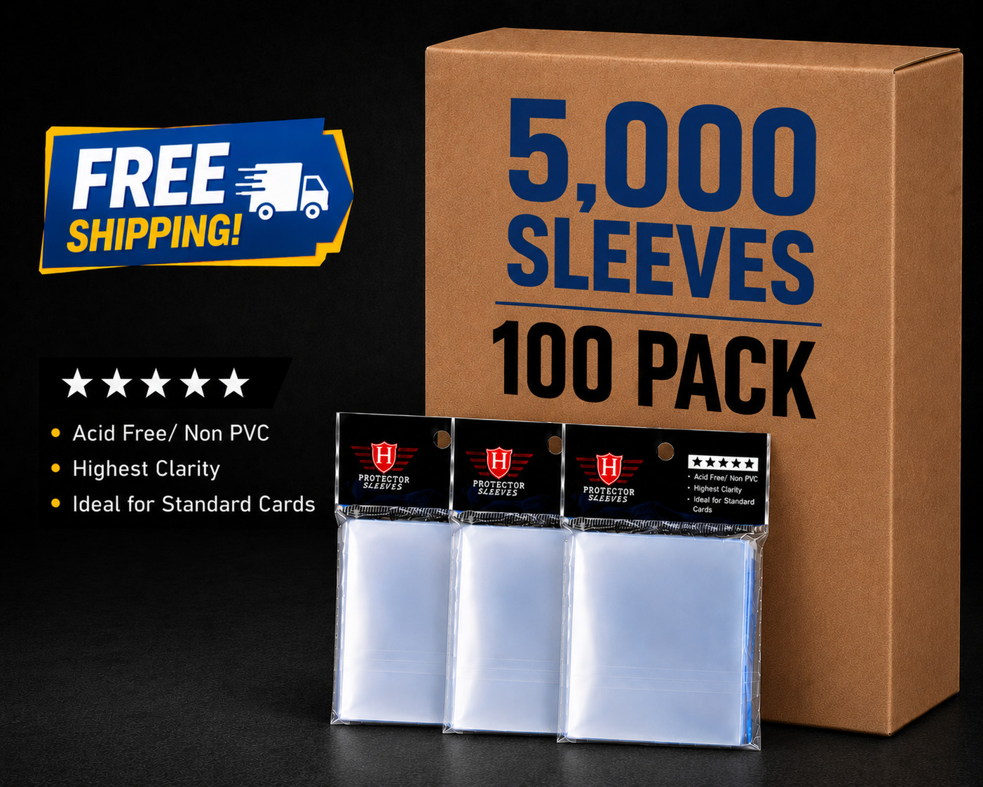 5,000 Homthy Soft Penny Card Sleeves 2.5x3.5 Pokemon MTG Sports Card Protectors